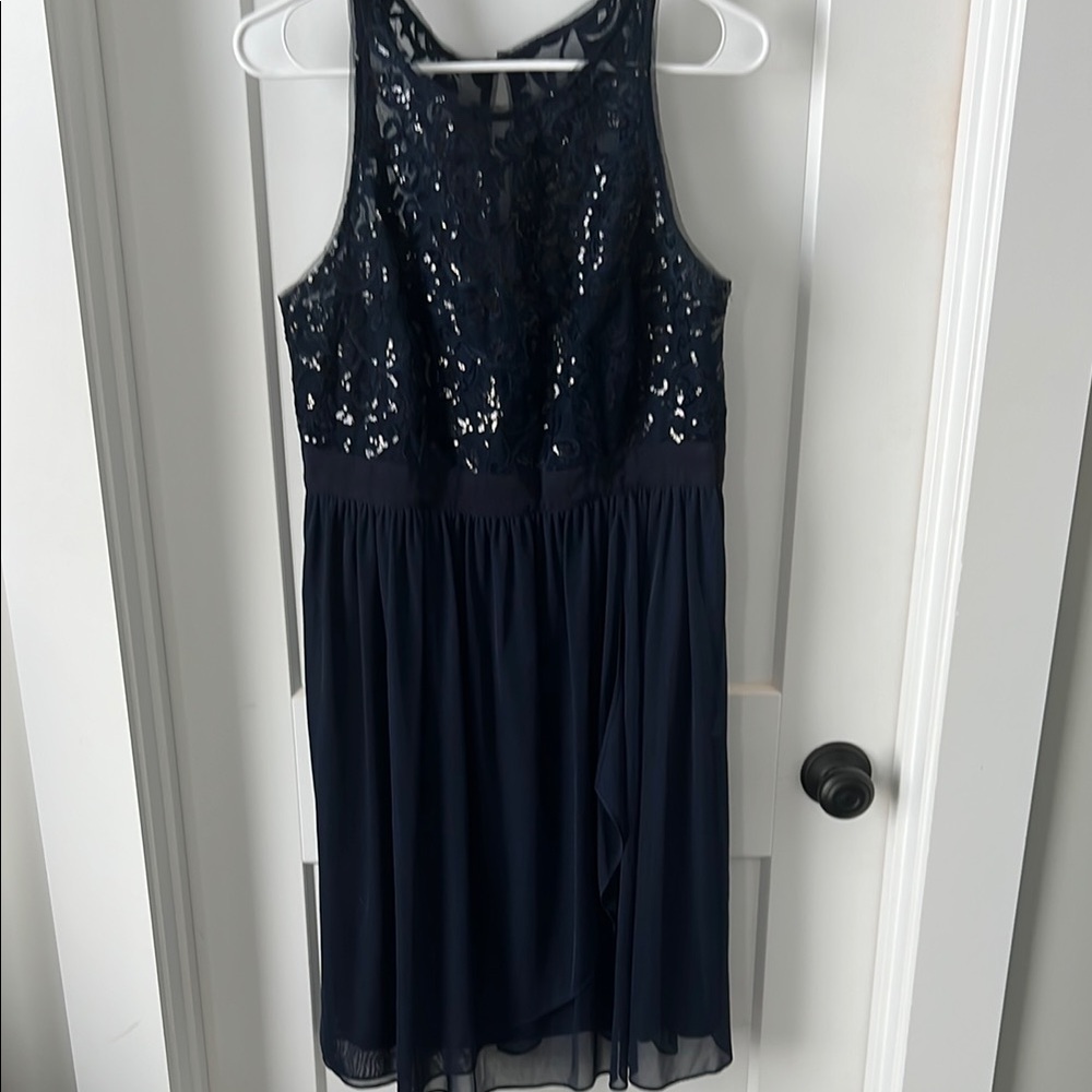 Adrianna Papell Black Sleeveless Halter Midi Dress